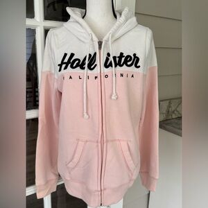 Hollister White and Pink Hoodie